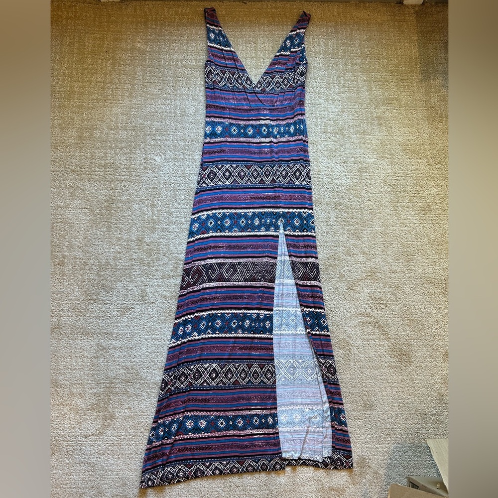 Abstract Surplice Maxi Dress